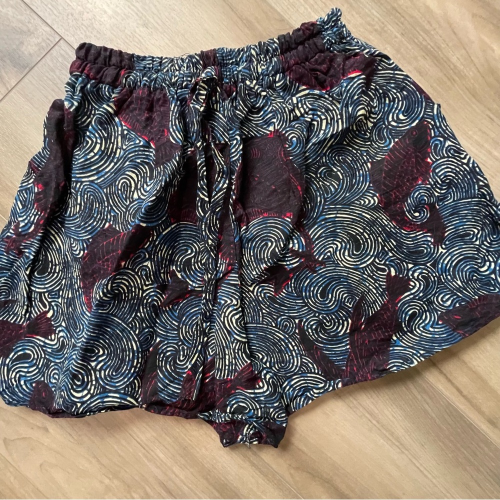 Swahili Coast Womens Blue Print Cotton Shorts Size M 100% cotton